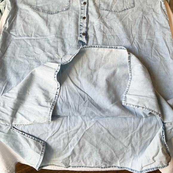 Speed Control Women Denim Shirt Dress size 2X Blue Half Button Down 3/4 Sleeve - Picture 13 of 14